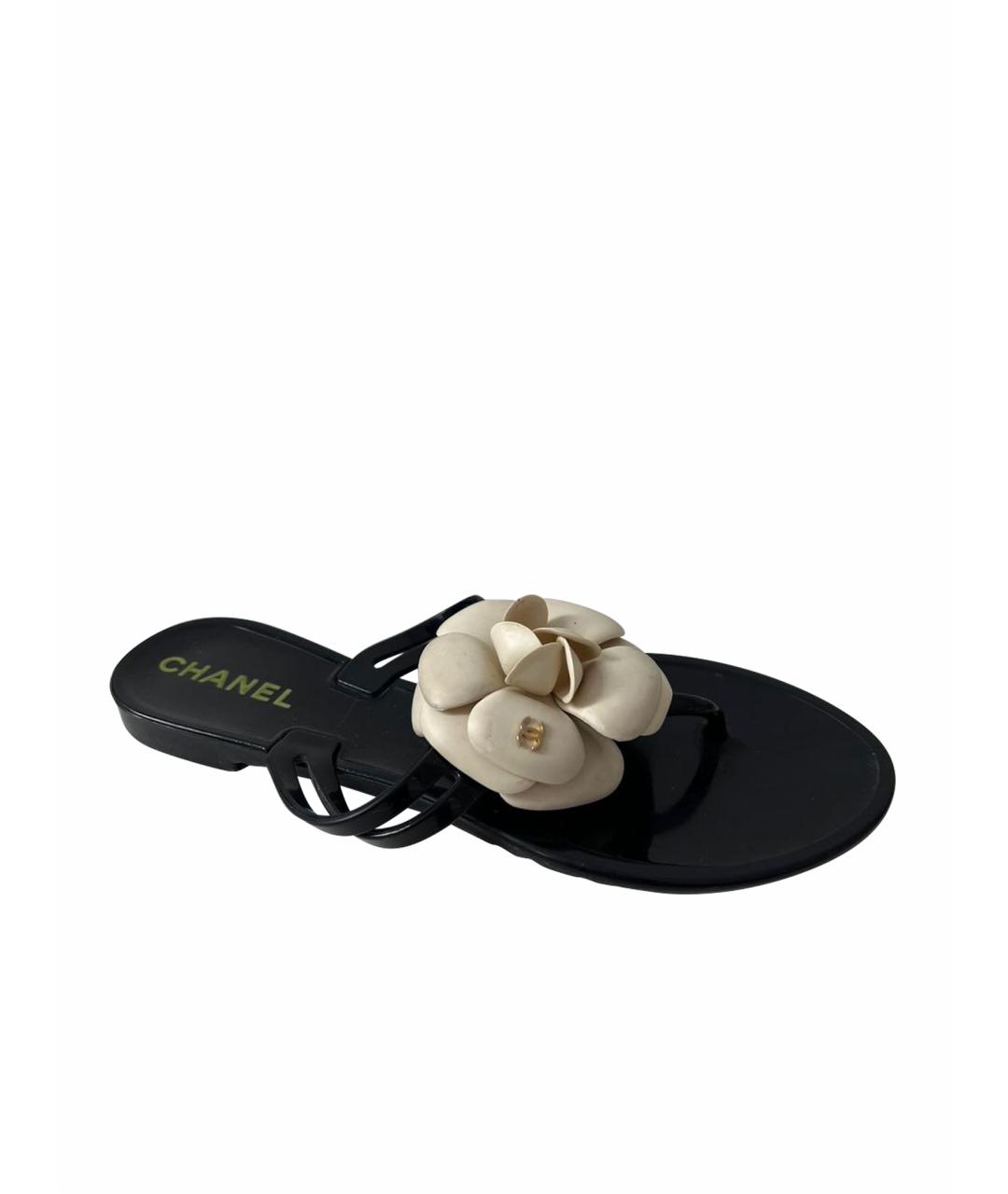 CHANEL Черные шлепанцы, фото 1