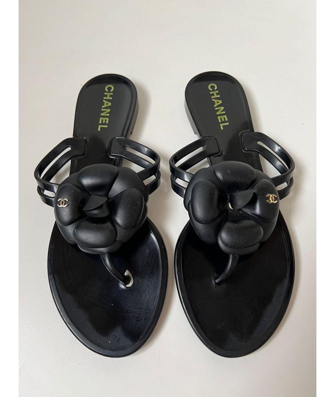 CHANEL Черные шлепанцы, фото 2