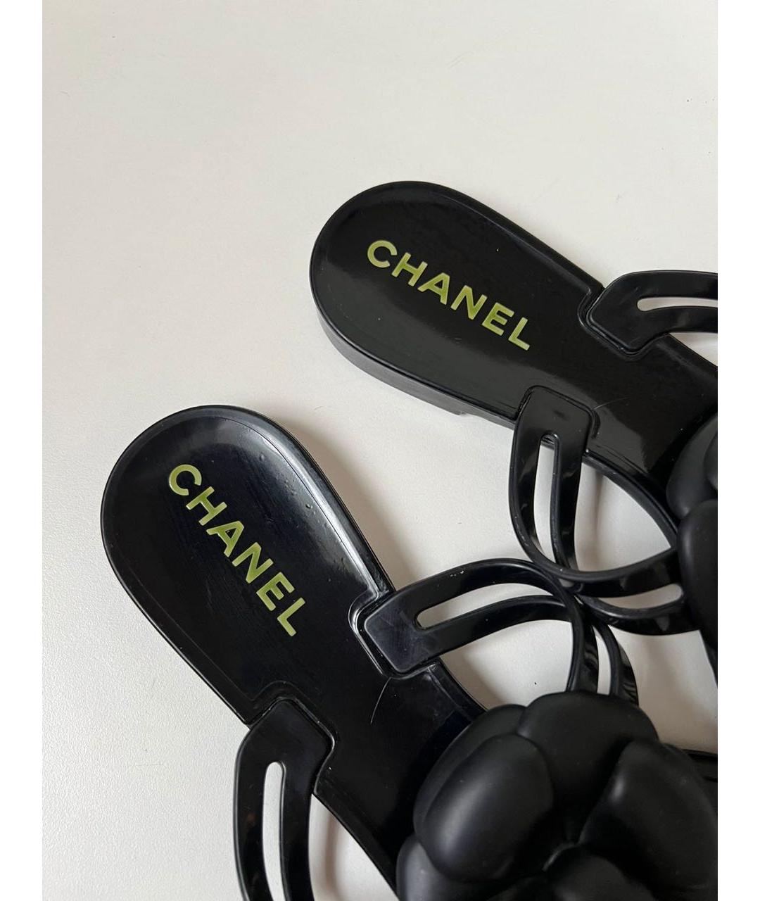 CHANEL Черные шлепанцы, фото 4