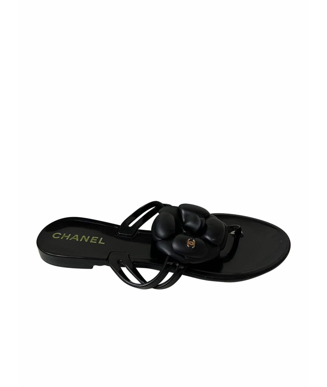 CHANEL Черные шлепанцы, фото 1