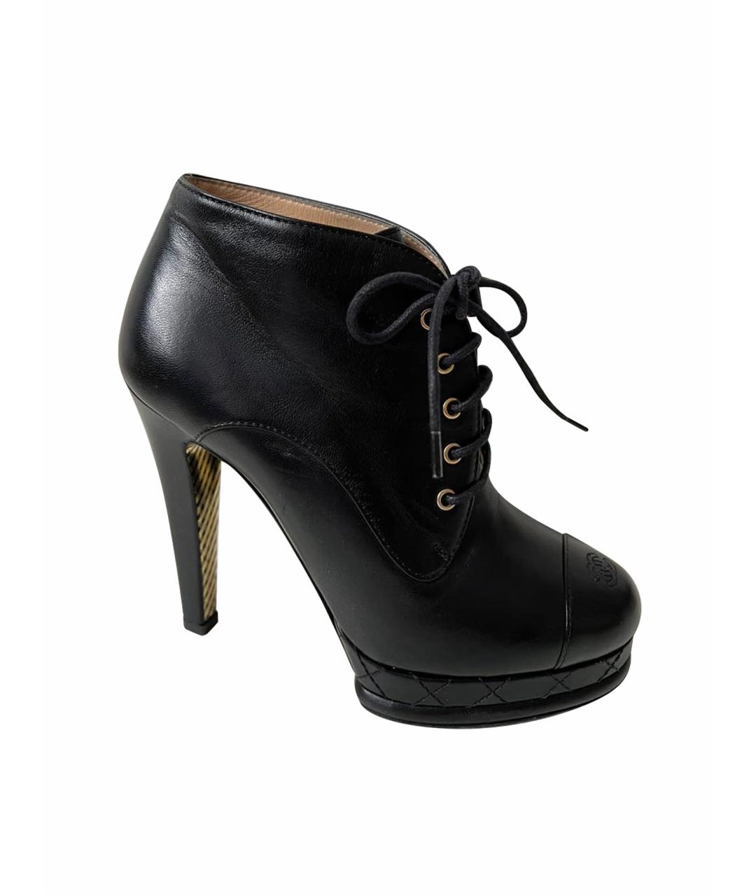 CHANEL Черные кожаные ботильоны, фото 1