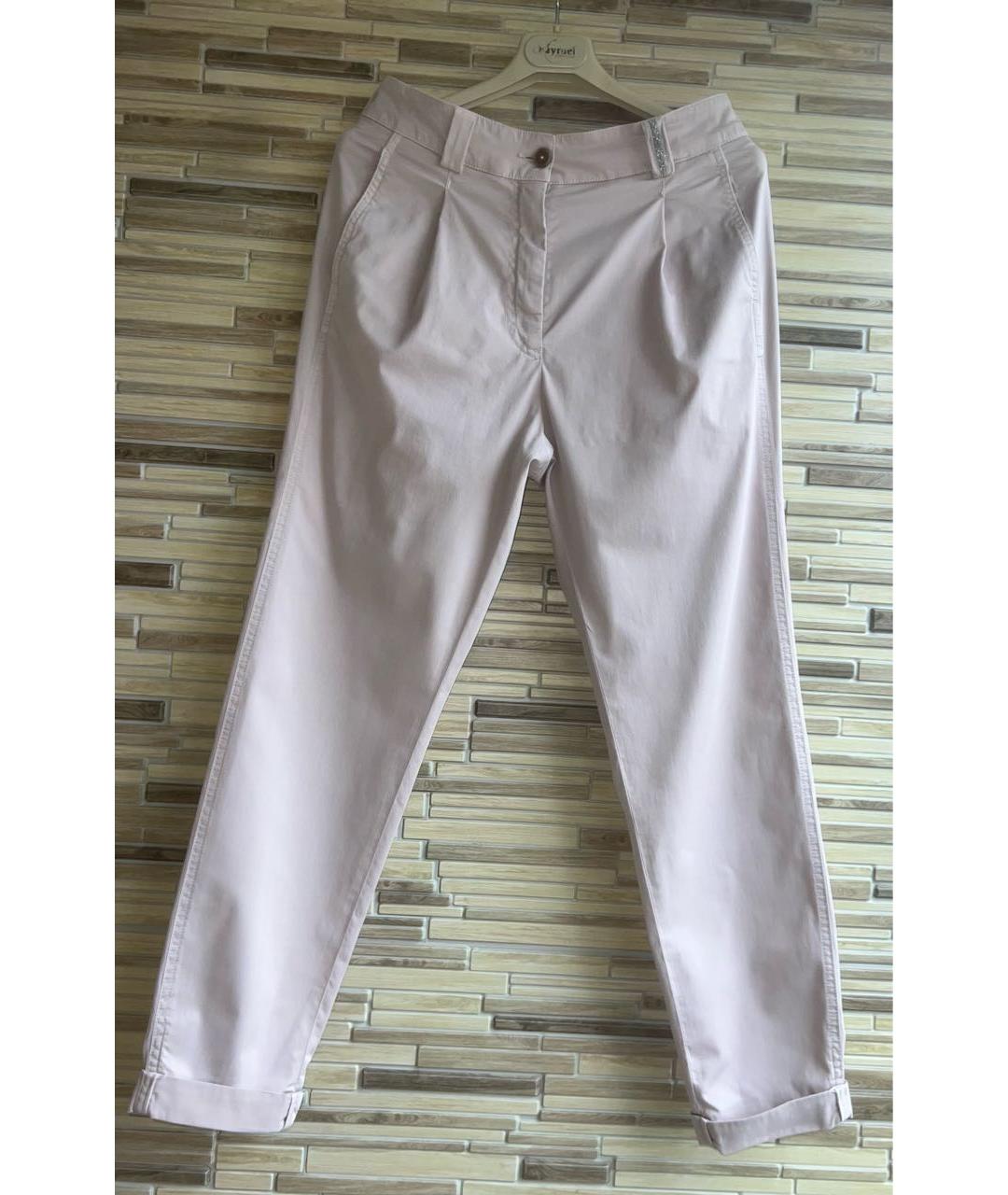 FABIANA FILIPPI Бежевые хлопко-эластановые брюки узкие, фото 6