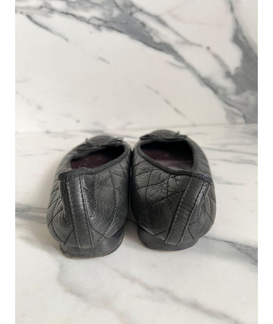 CHANEL Черные кожаные балетки, фото 4