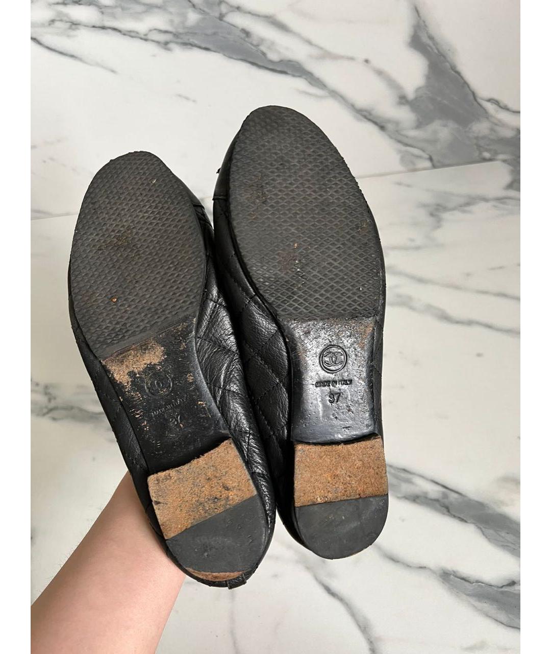 CHANEL Черные кожаные балетки, фото 8