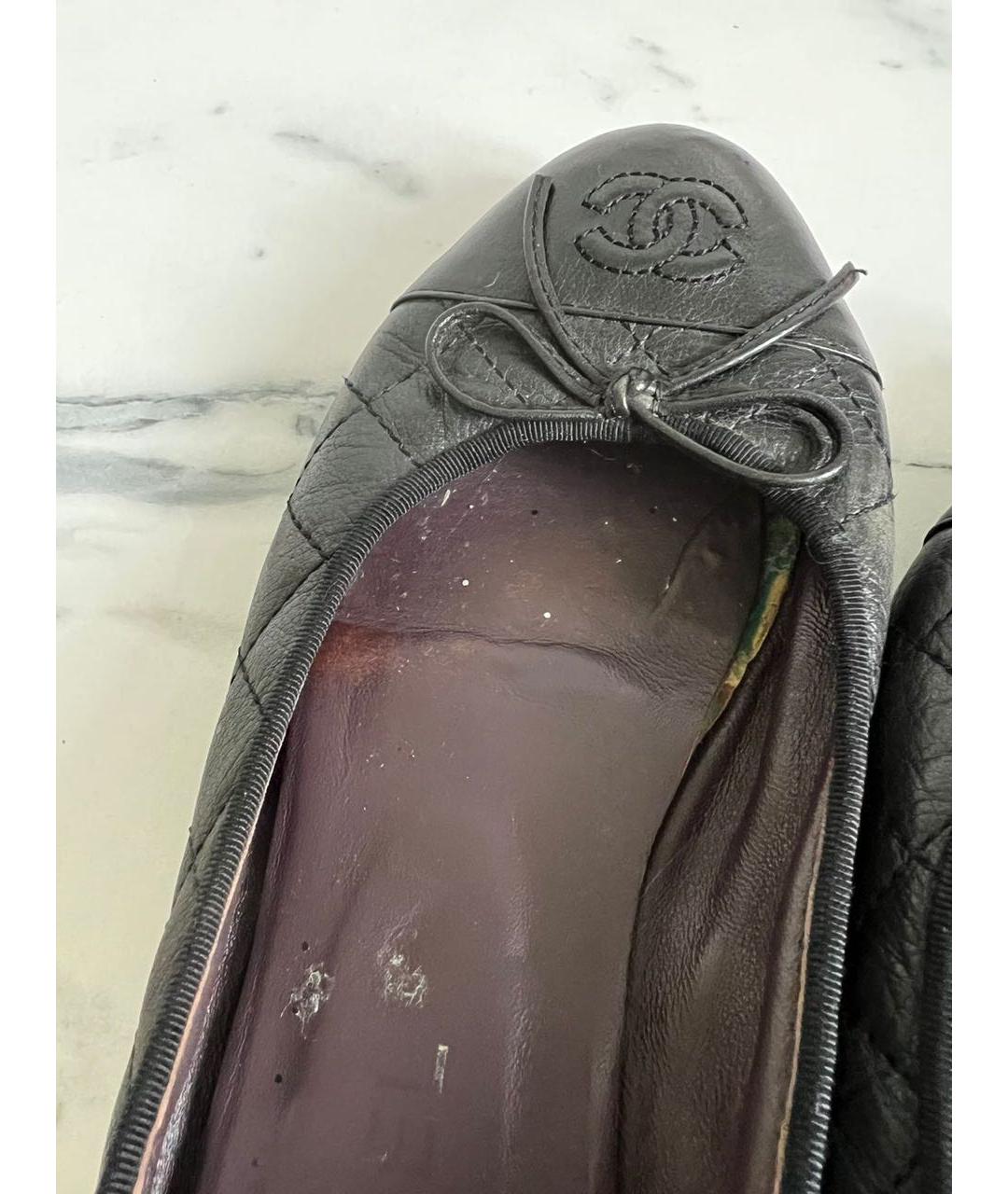 CHANEL Черные кожаные балетки, фото 7