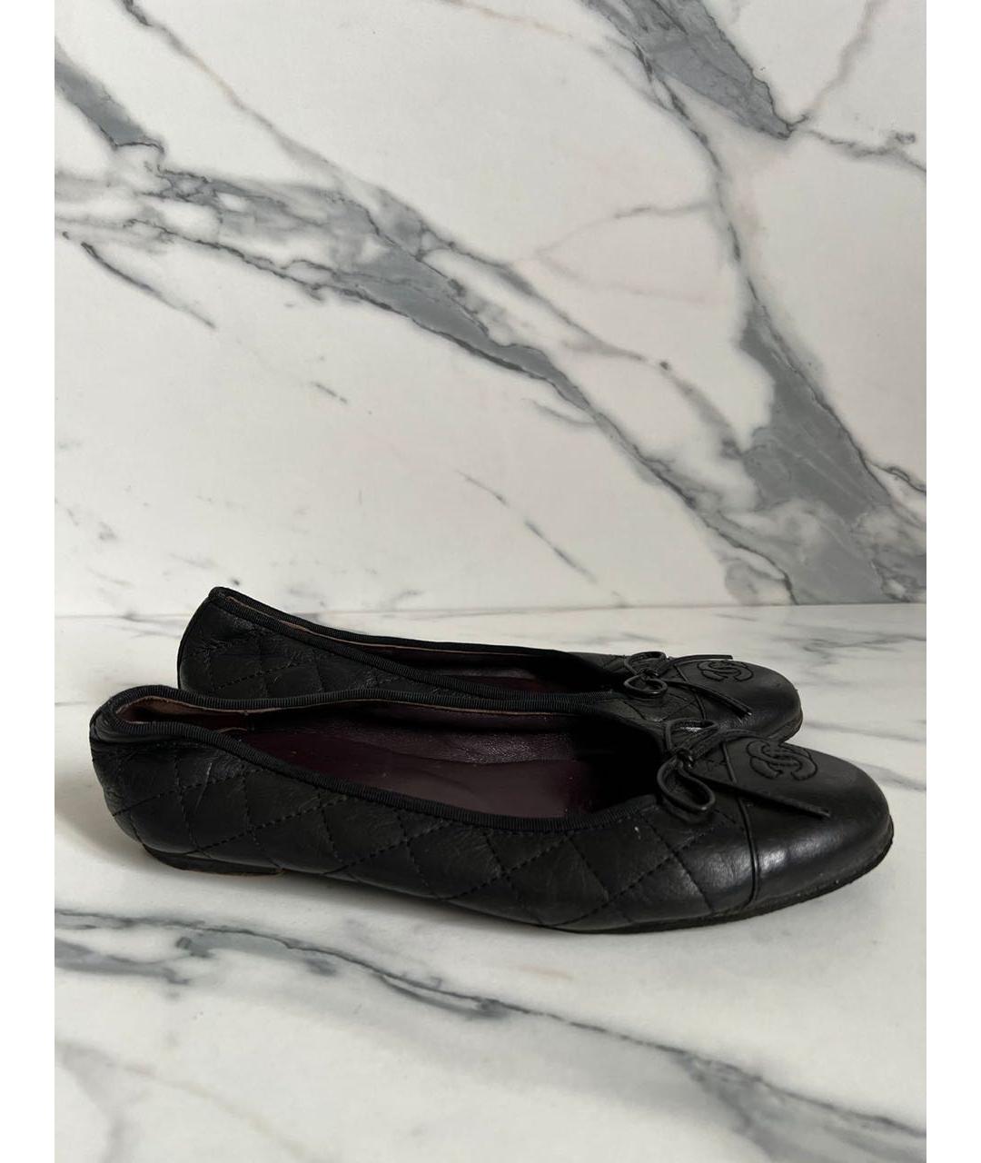 CHANEL Черные кожаные балетки, фото 9