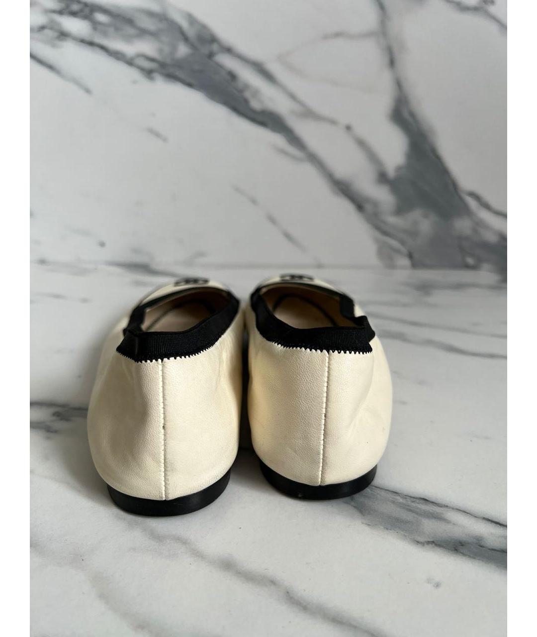 CHANEL Бежевые кожаные балетки, фото 4