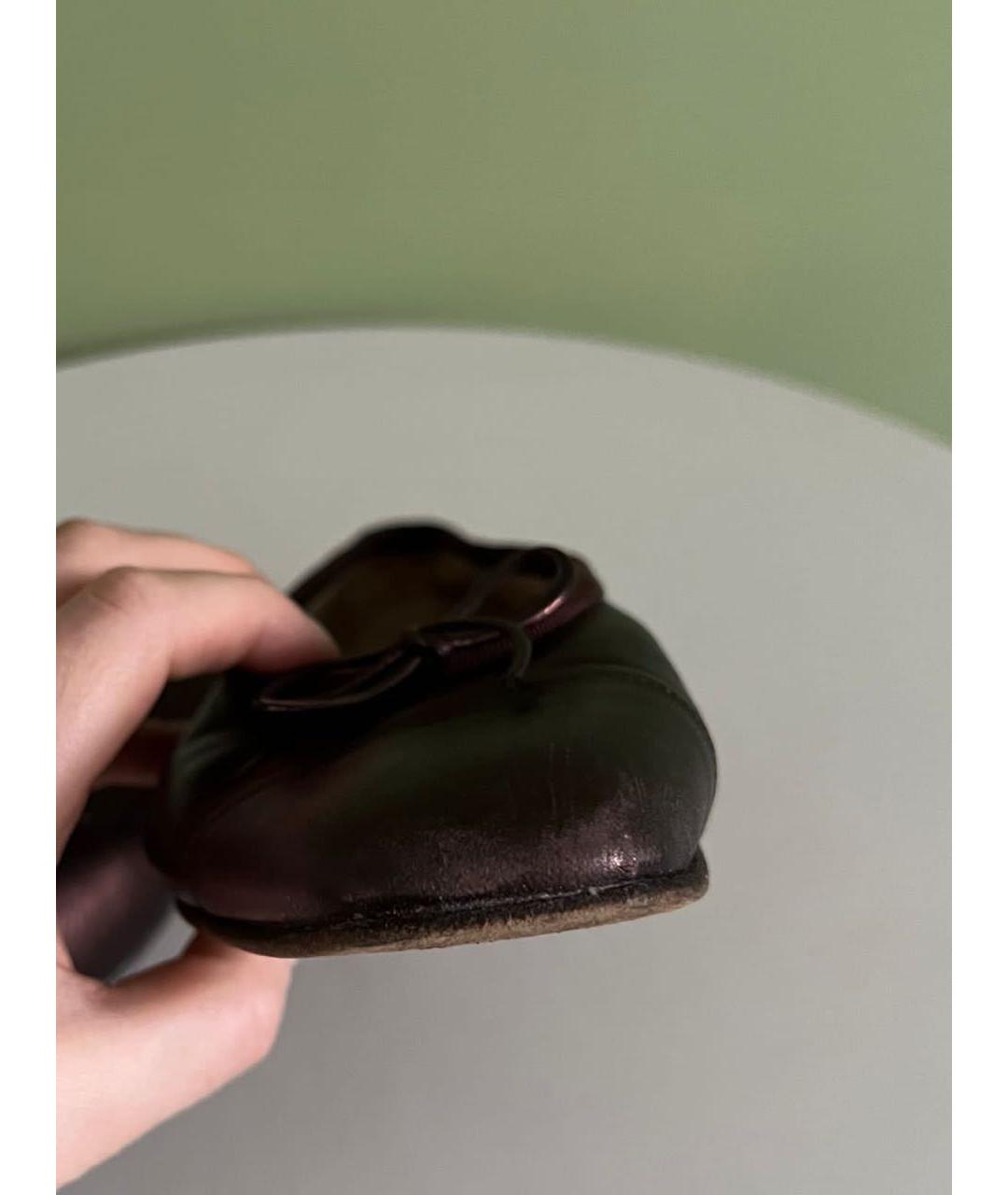 CHANEL Бордовые кожаные балетки, фото 8