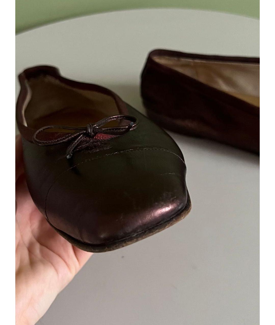 CHANEL Бордовые кожаные балетки, фото 5