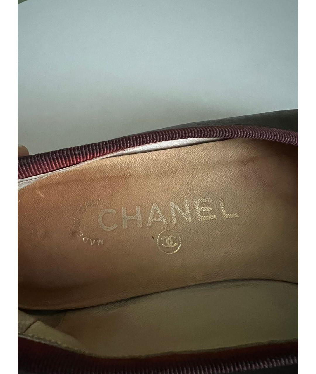 CHANEL Бордовые кожаные балетки, фото 3