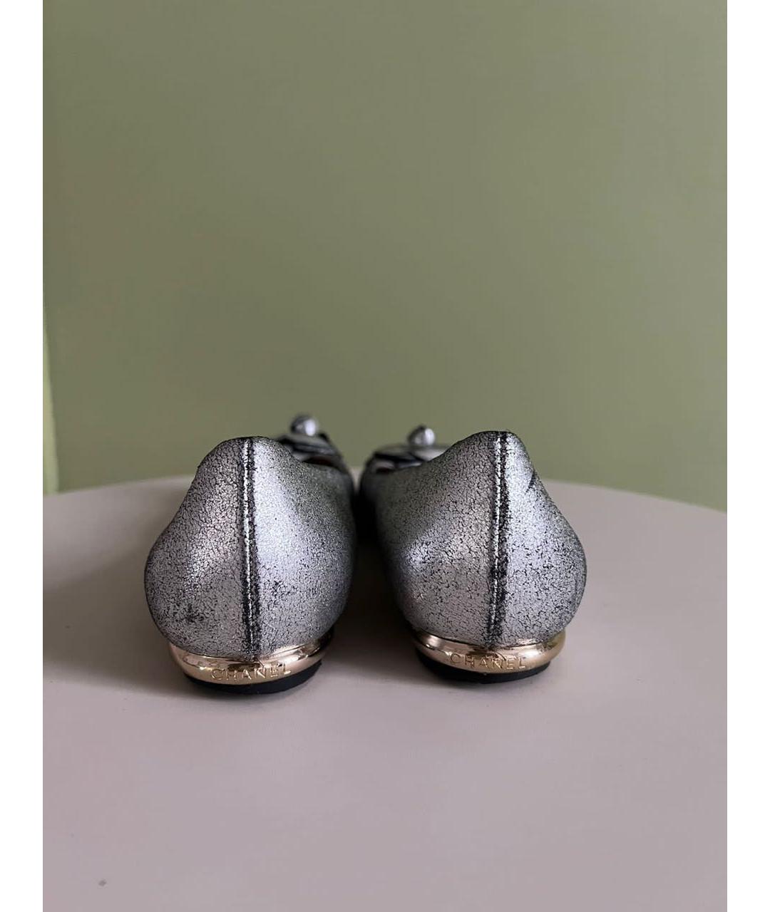 CHANEL Серебряные балетки, фото 4