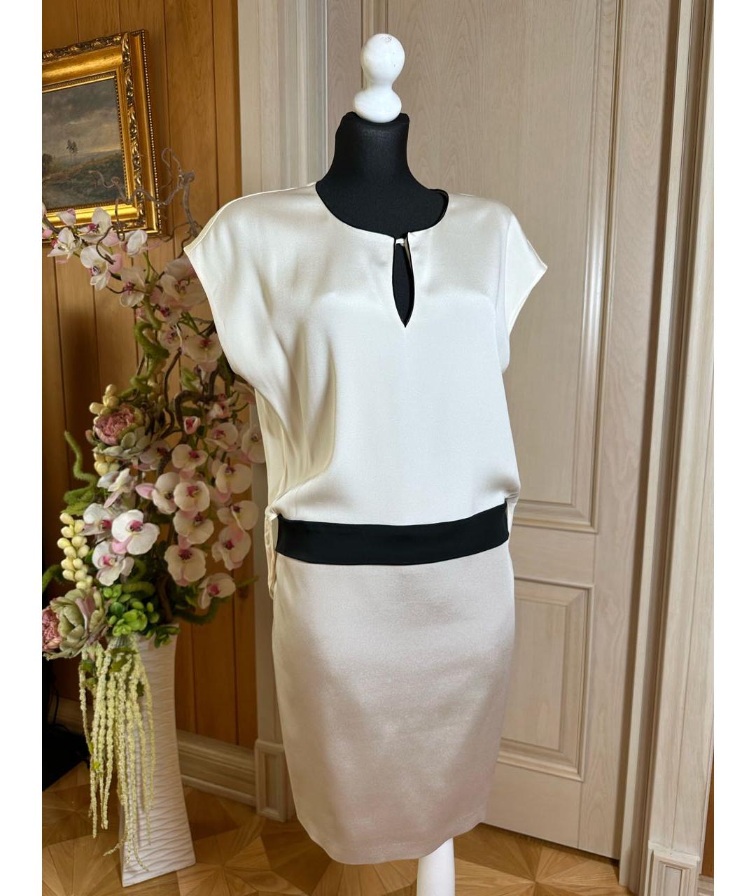 BLUMARINE Белое ацетатное коктейльное платье, фото 7