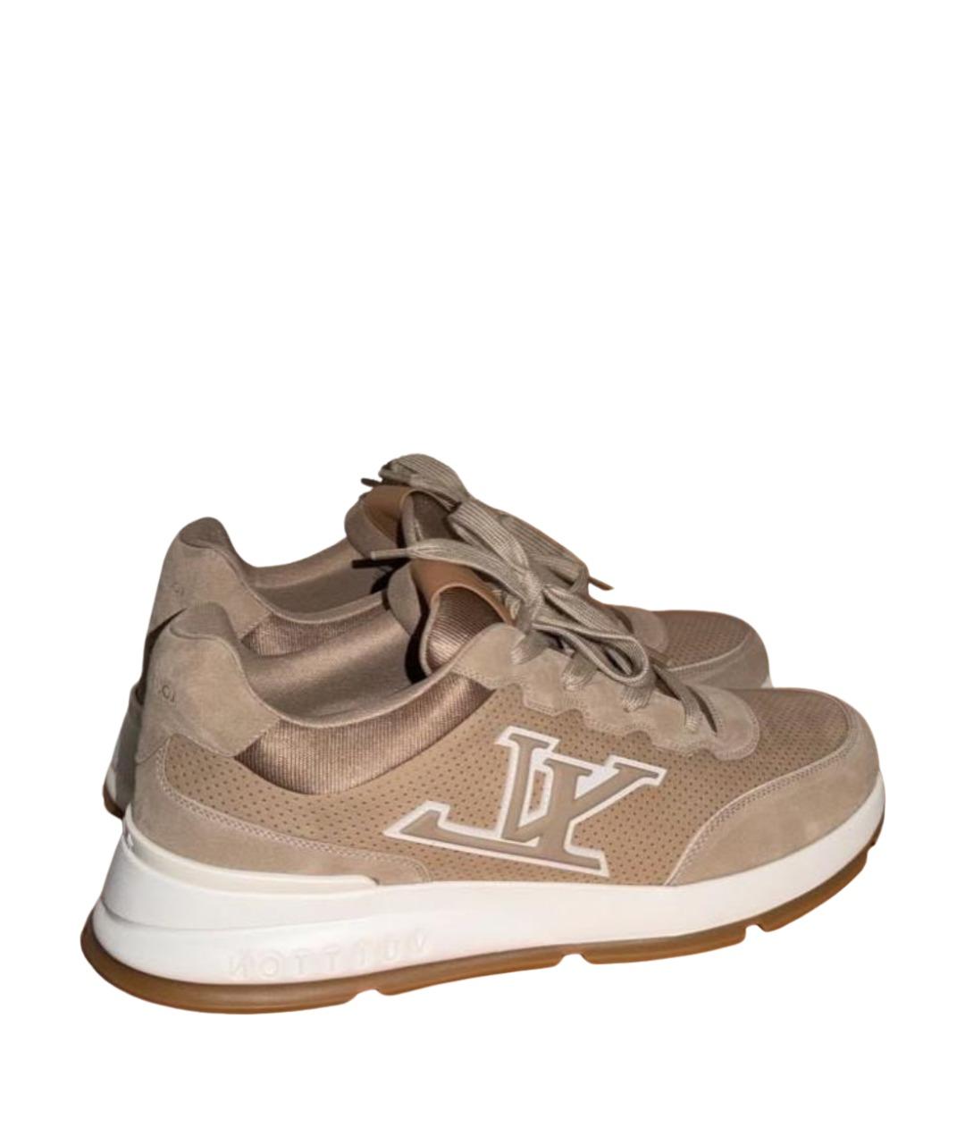 LOUIS VUITTON Бежевые замшевые низкие кроссовки / кеды, фото 1