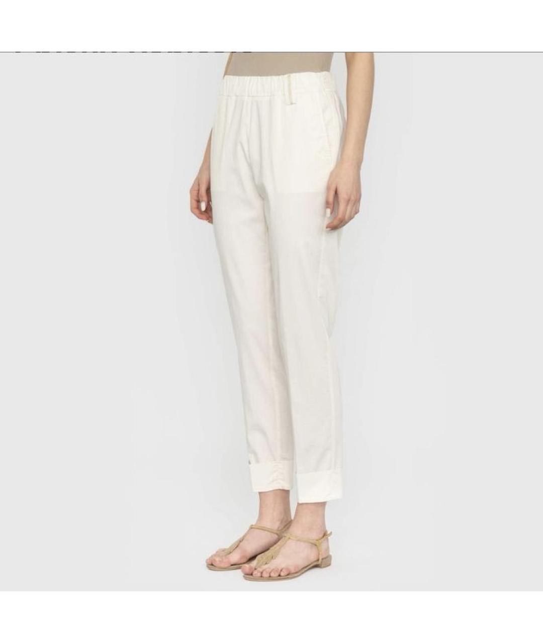 PANICALE Белые хлопко-эластановые прямые брюки, фото 8