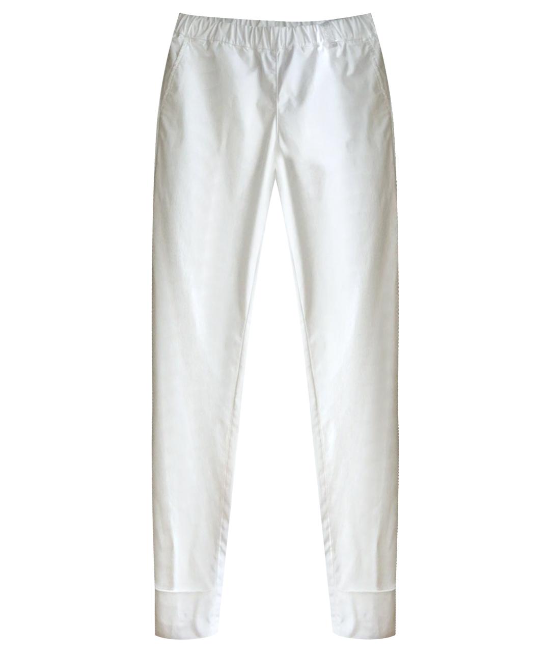 PANICALE Белые хлопко-эластановые прямые брюки, фото 1