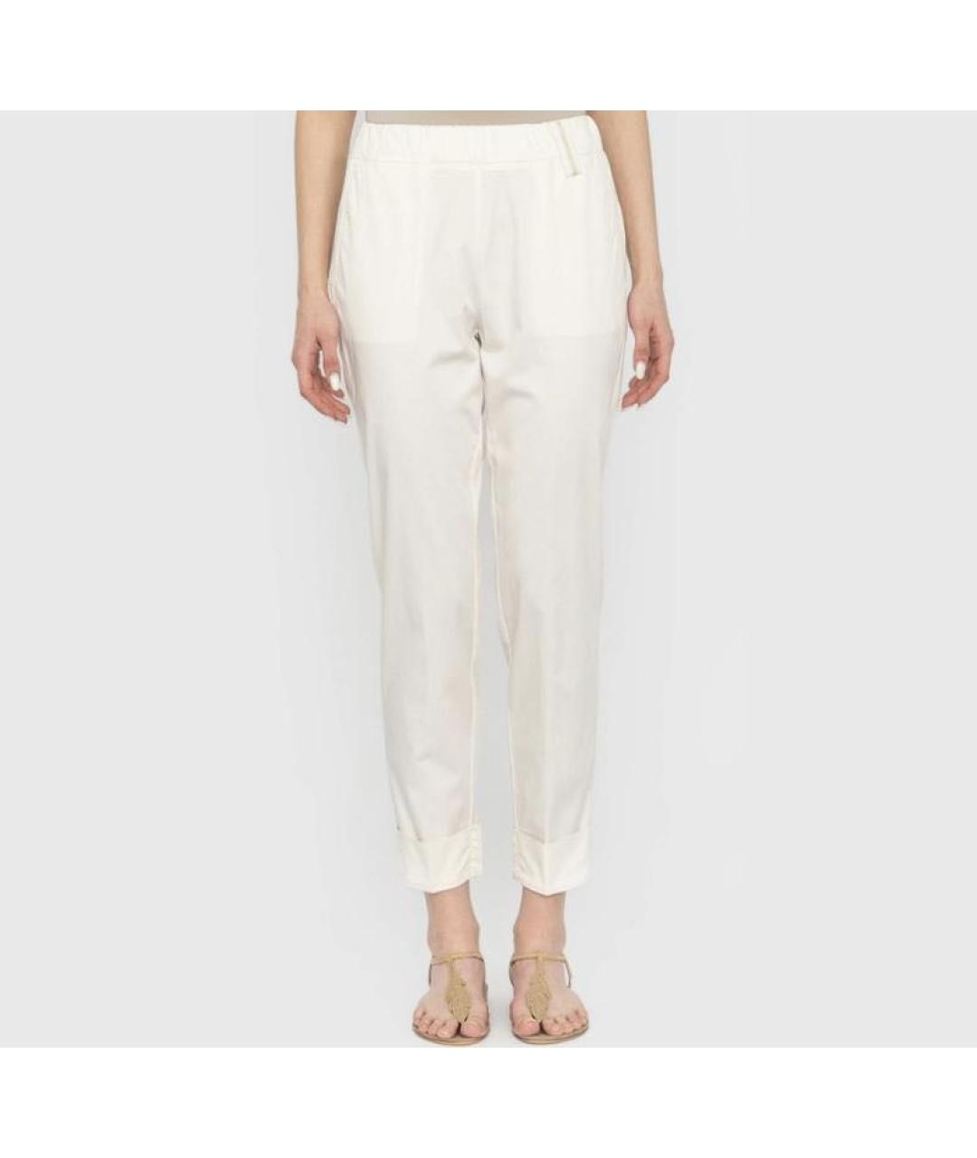 PANICALE Белые хлопко-эластановые прямые брюки, фото 2