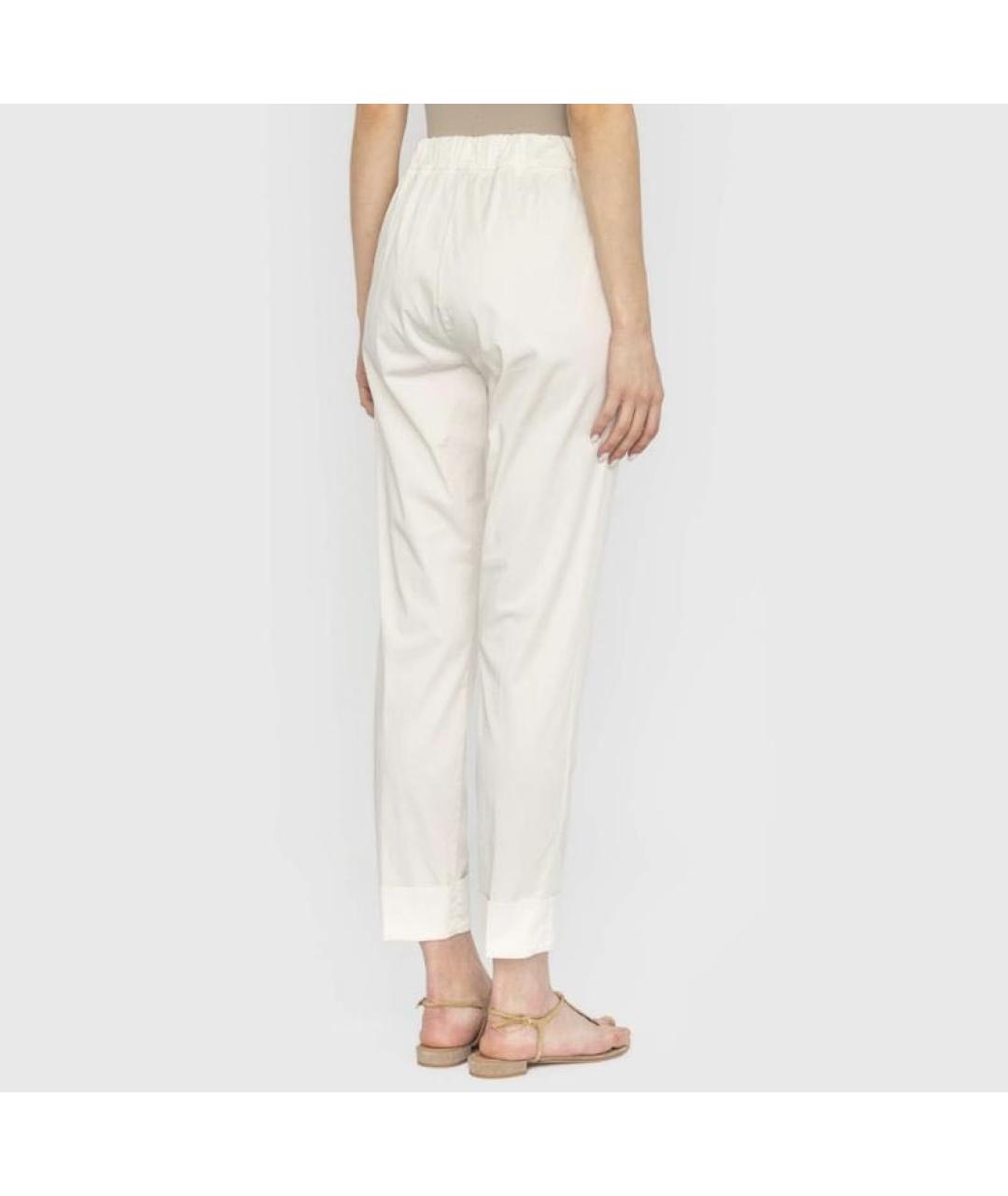 PANICALE Белые хлопко-эластановые прямые брюки, фото 3