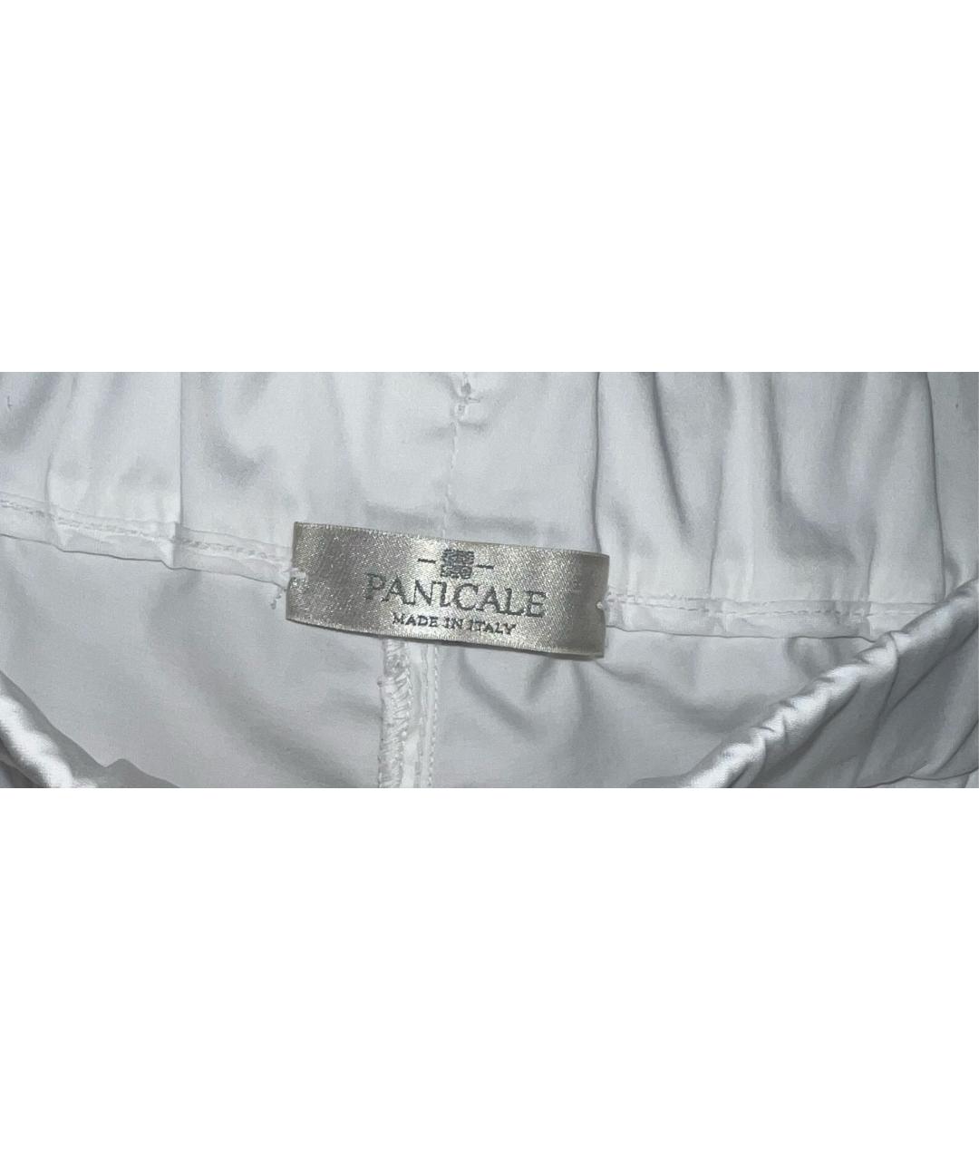 PANICALE Белые хлопко-эластановые прямые брюки, фото 4