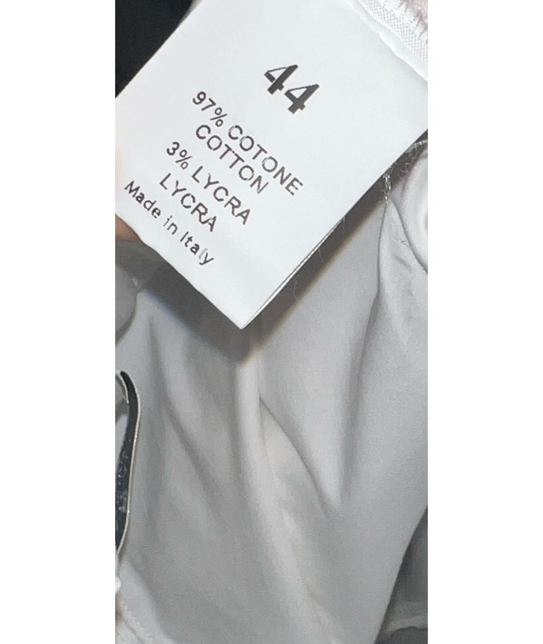 PANICALE Белые хлопко-эластановые прямые брюки, фото 7