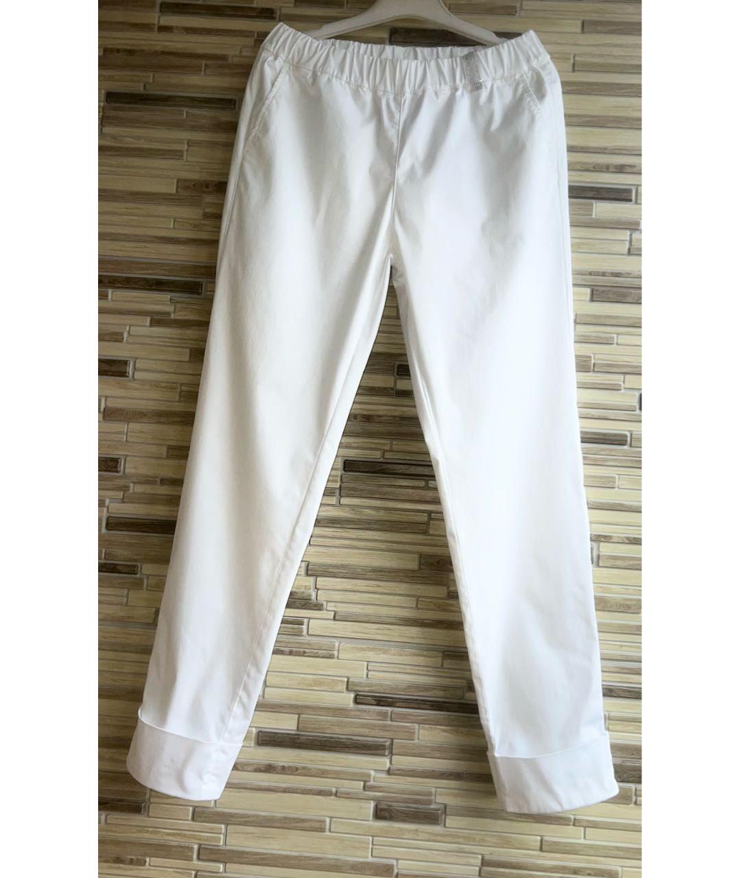 PANICALE Белые хлопко-эластановые прямые брюки, фото 9