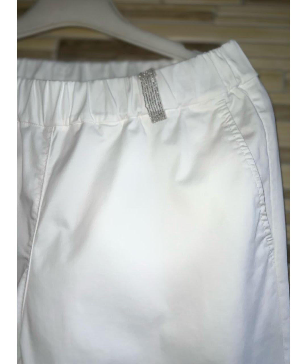 PANICALE Белые хлопко-эластановые прямые брюки, фото 5