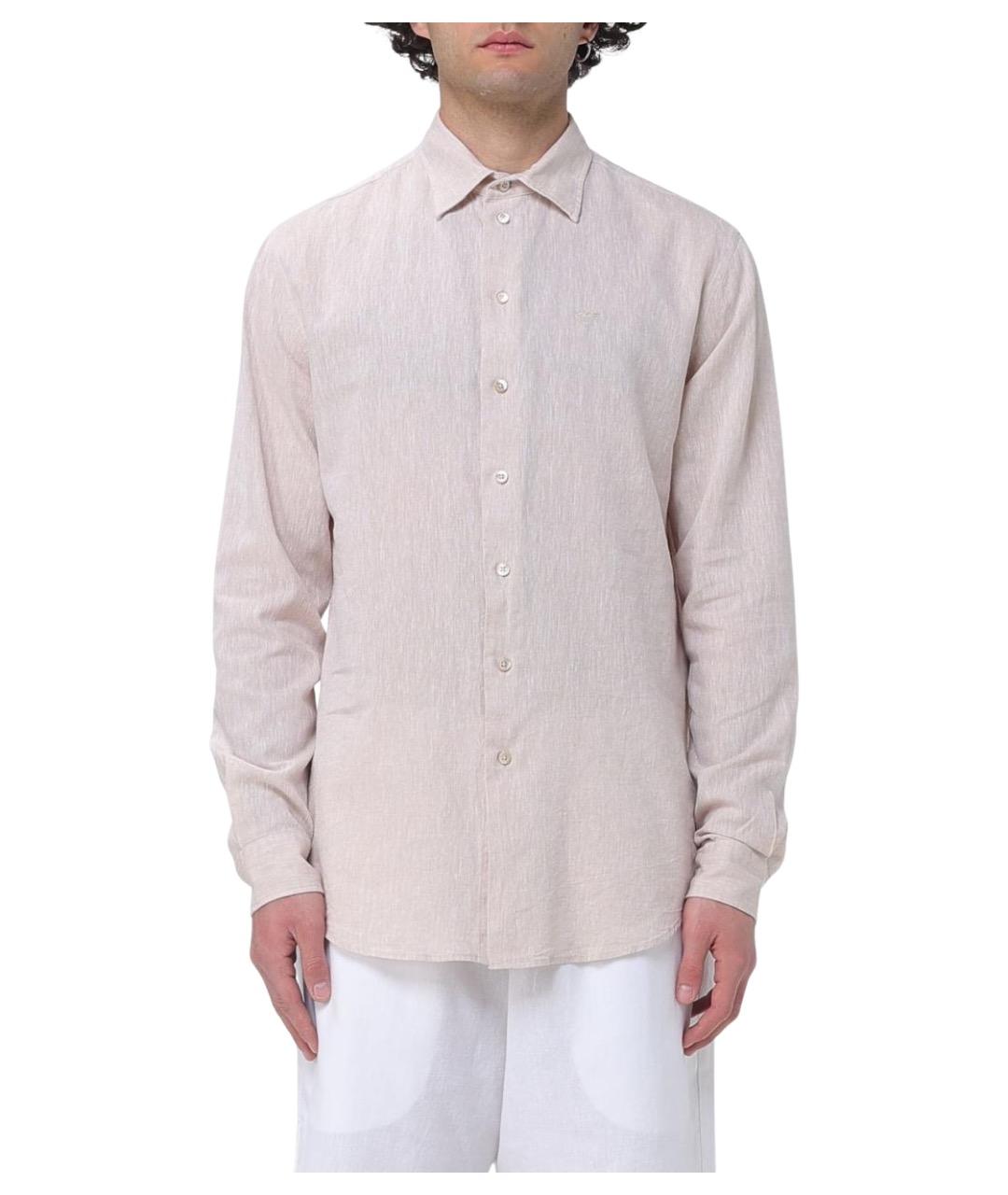 EMPORIO ARMANI Бежевая хлопковая кэжуал рубашка, фото 1