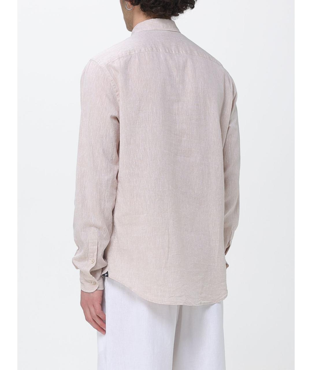 EMPORIO ARMANI Бежевая хлопковая кэжуал рубашка, фото 2