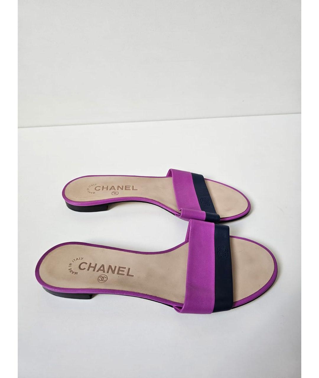 CHANEL Фиолетовые шлепанцы, фото 9