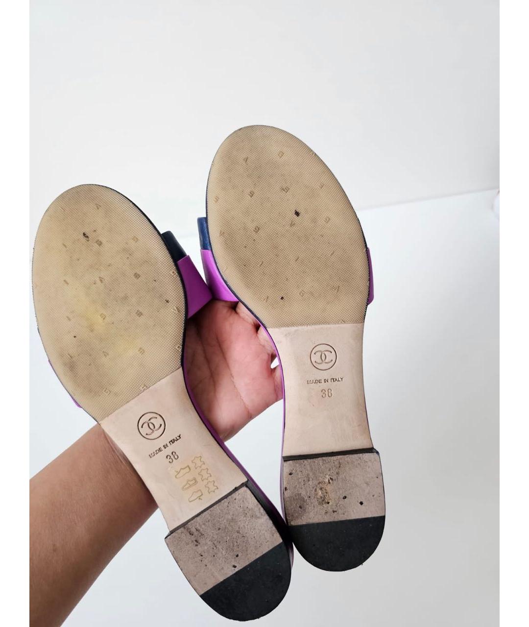 CHANEL Фиолетовые шлепанцы, фото 7