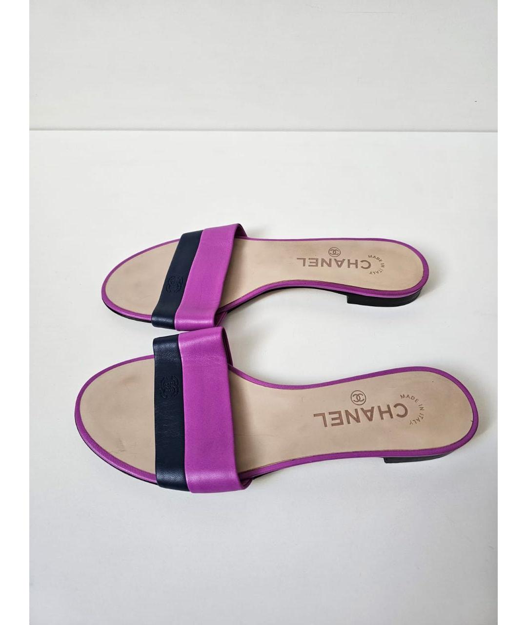 CHANEL Фиолетовые шлепанцы, фото 4