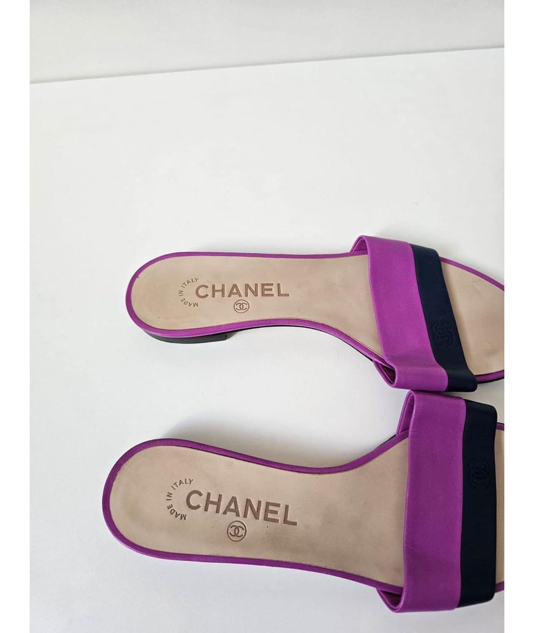 CHANEL Фиолетовые шлепанцы, фото 3