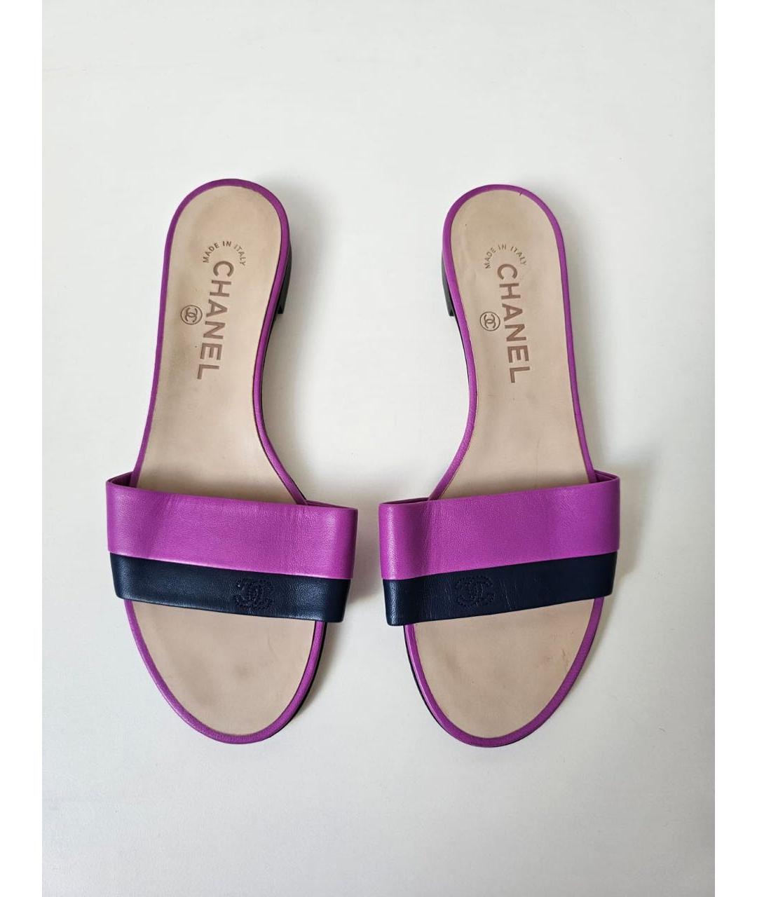 CHANEL Фиолетовые шлепанцы, фото 2