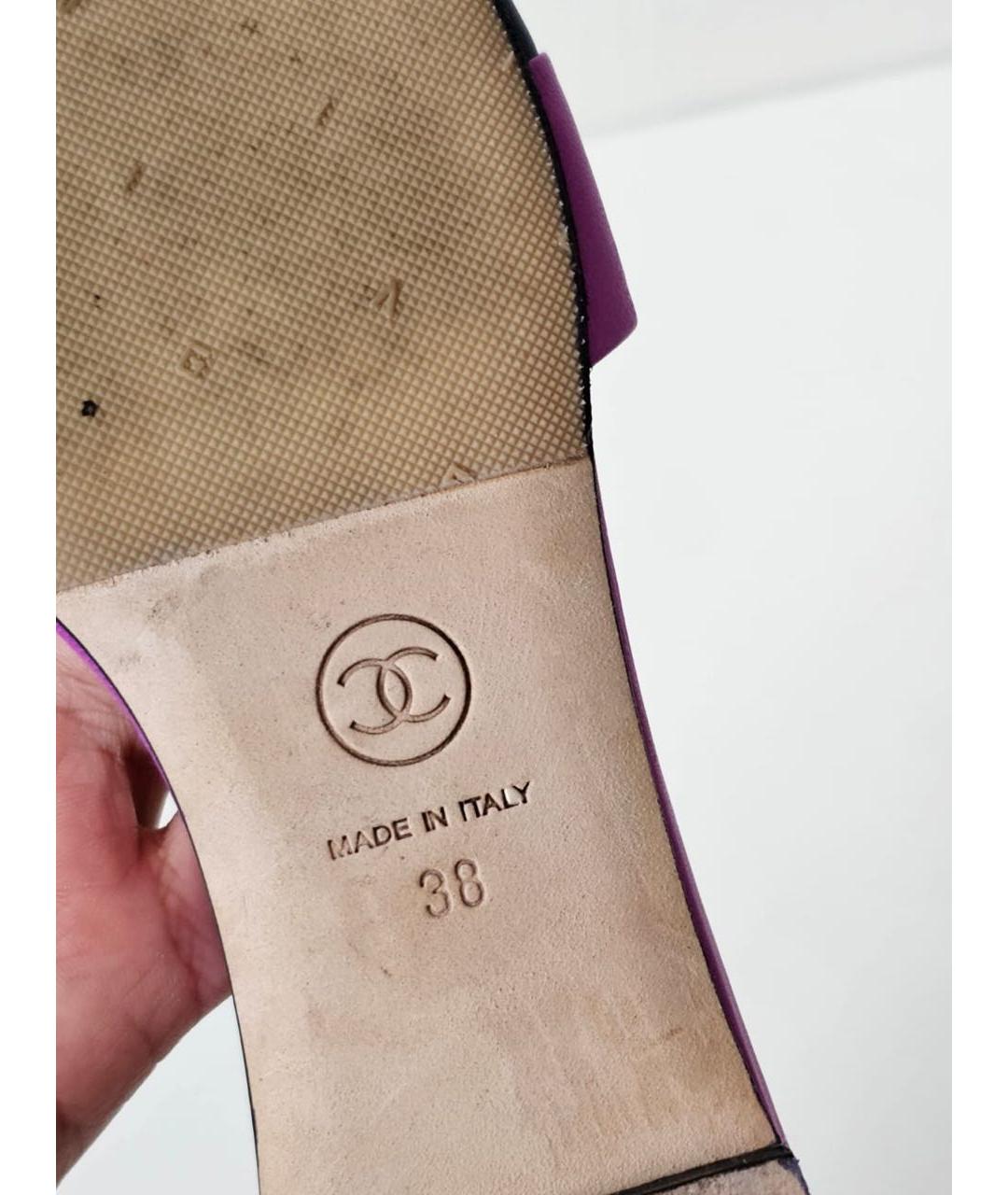CHANEL Фиолетовые шлепанцы, фото 6