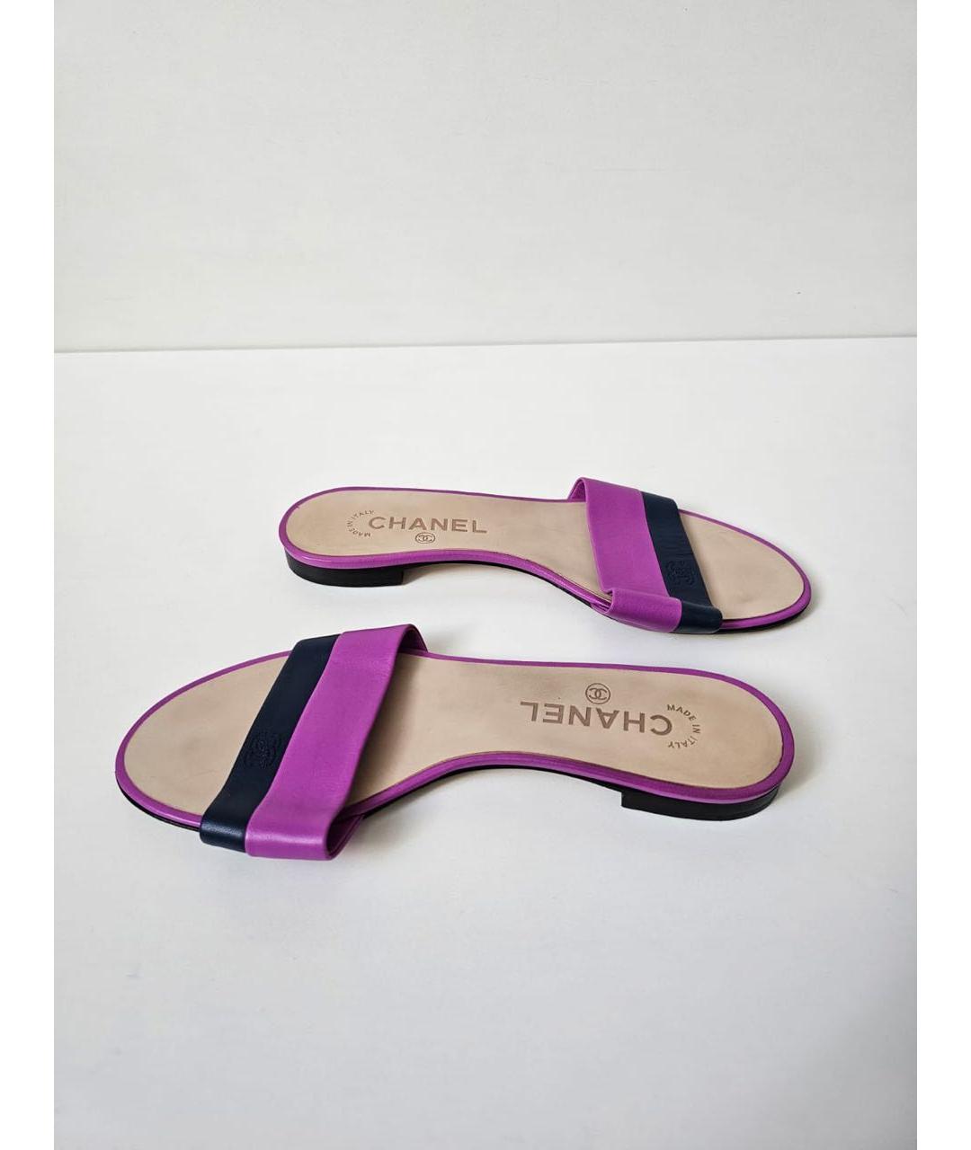 CHANEL Фиолетовые шлепанцы, фото 8