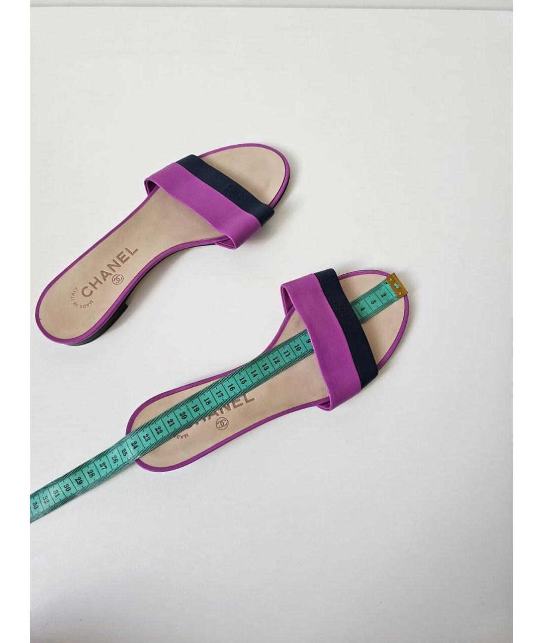 CHANEL Фиолетовые шлепанцы, фото 5