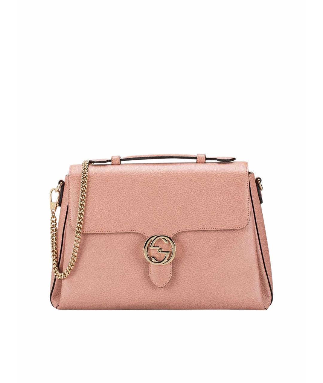 GUCCI Розовая кожаная сумка с короткими ручками, фото 1