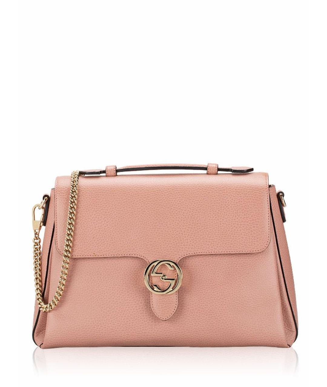 GUCCI Розовая кожаная сумка с короткими ручками, фото 9