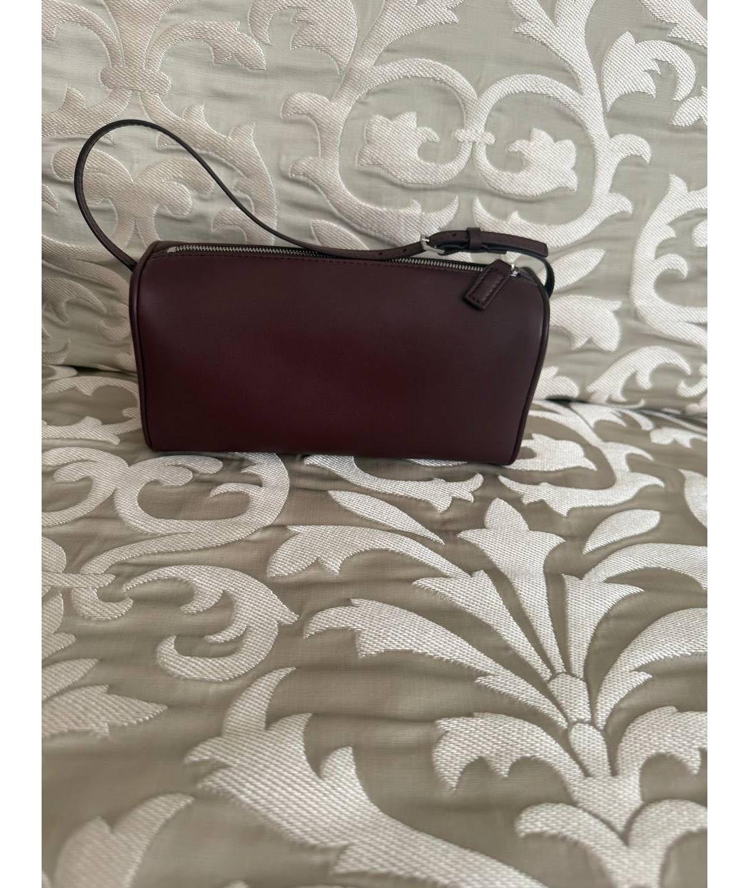 THE ROW Бордовая кожаная сумка с короткими ручками, фото 3