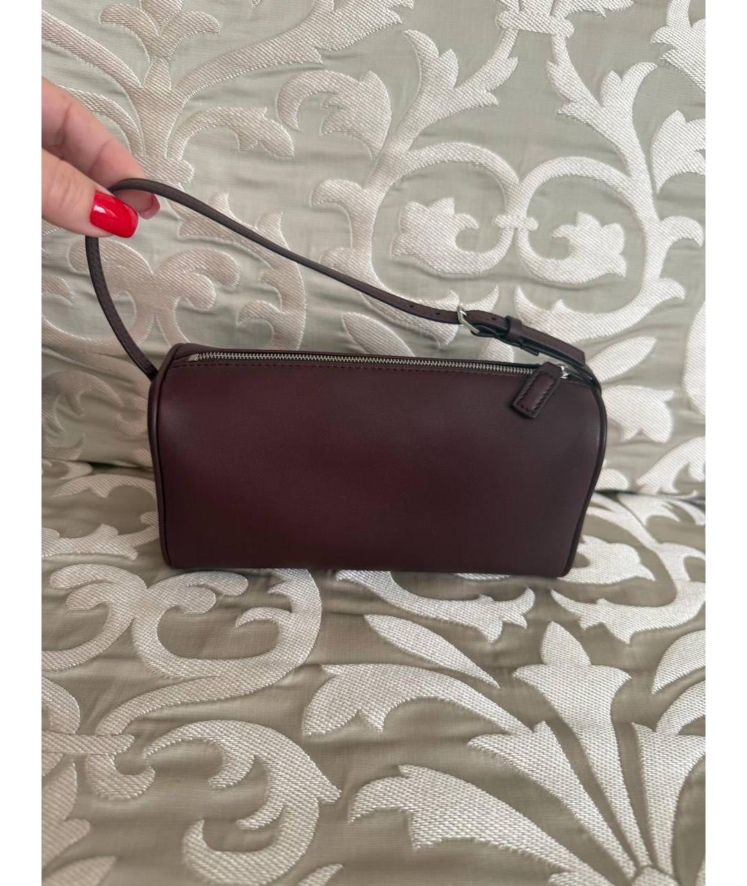 THE ROW Бордовая кожаная сумка с короткими ручками, фото 4