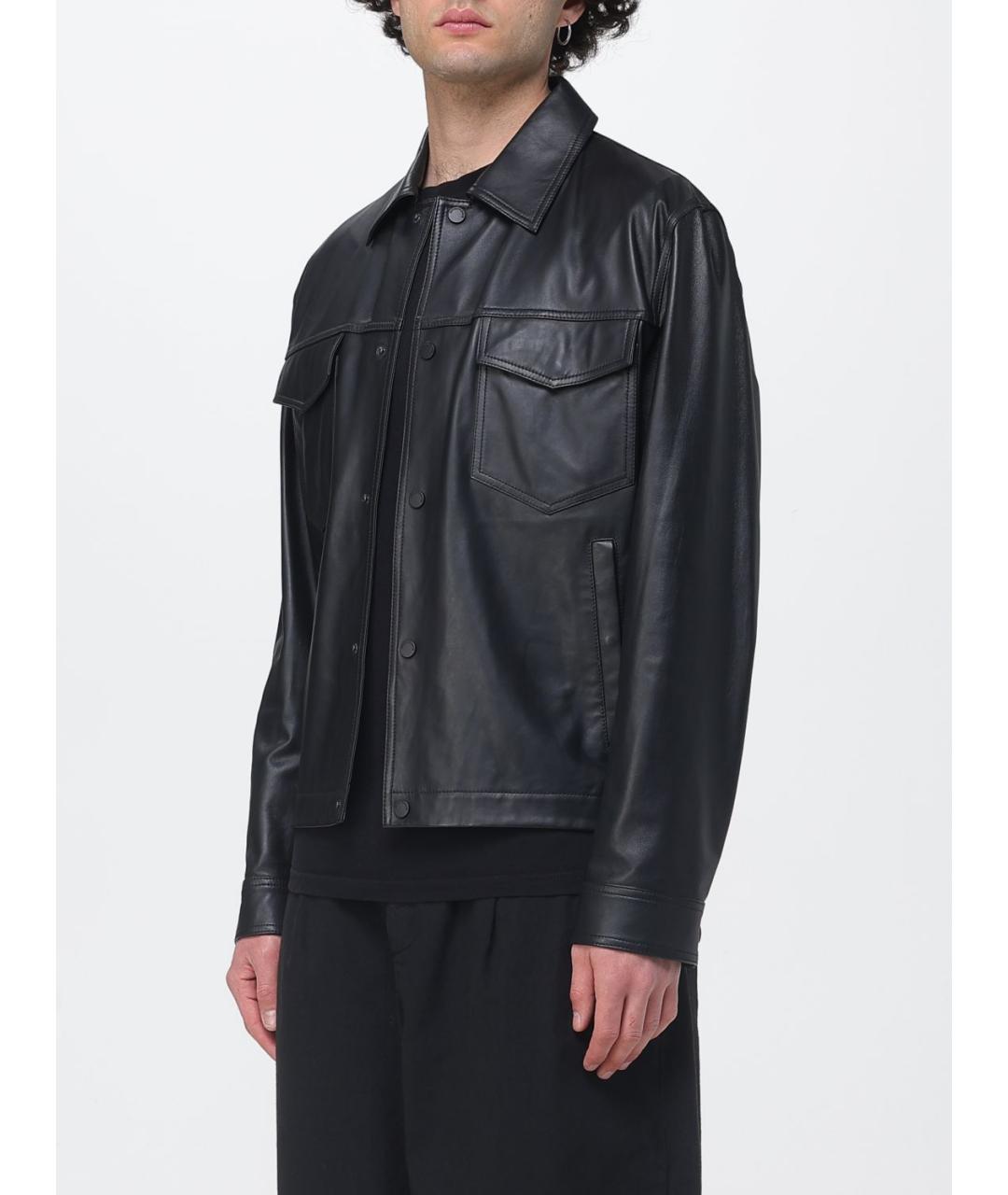 EMPORIO ARMANI Черная кожаная куртка, фото 3