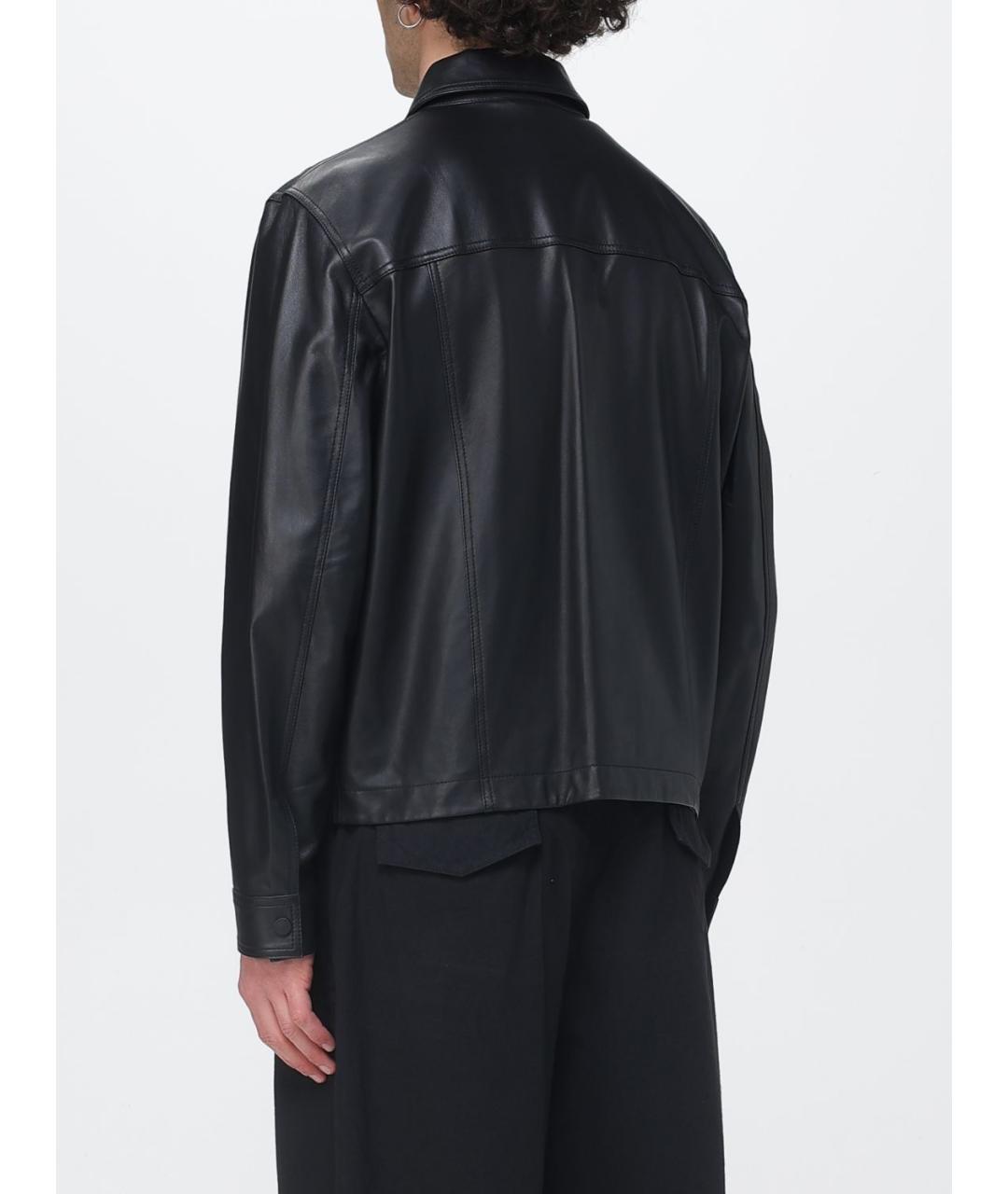 EMPORIO ARMANI Черная кожаная куртка, фото 2