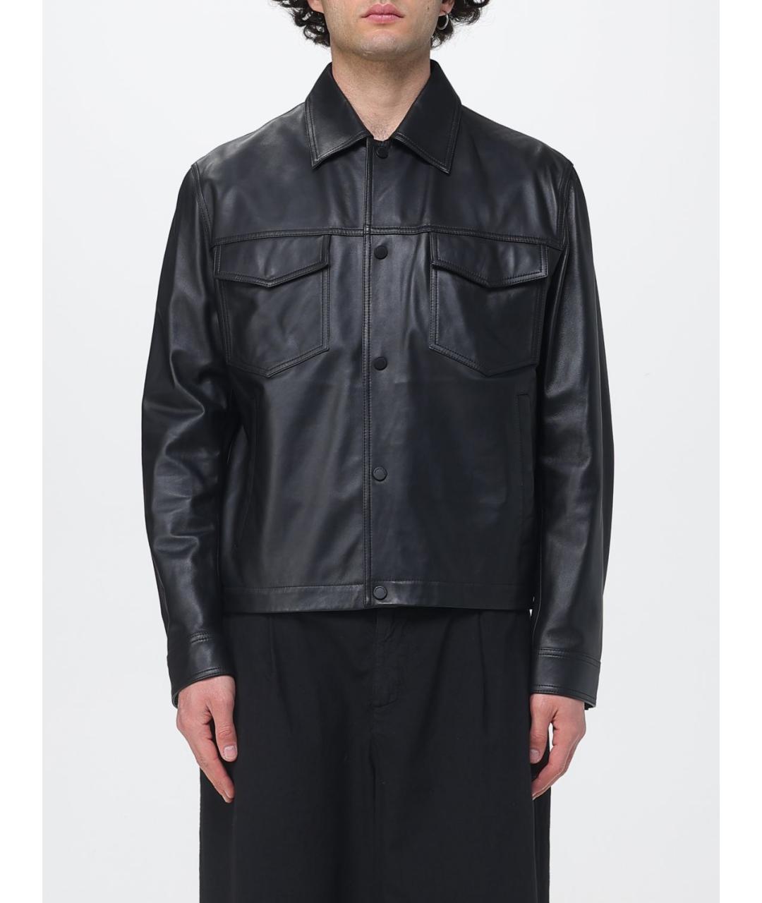 EMPORIO ARMANI Черная кожаная куртка, фото 5