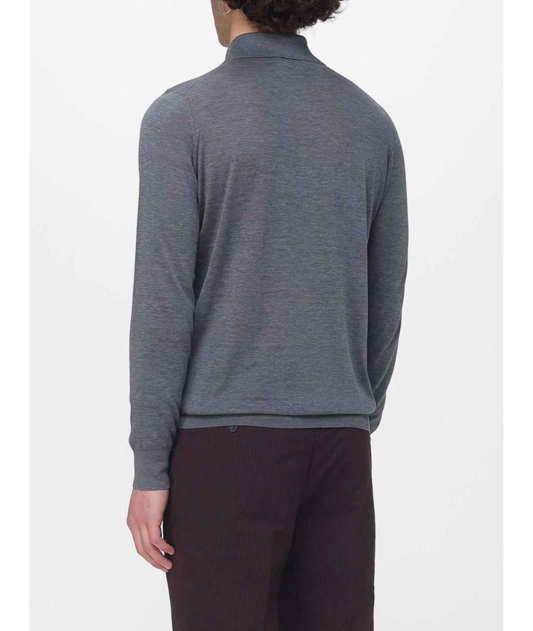 BRUNELLO CUCINELLI Серое поло с длинным рукавом, фото 3