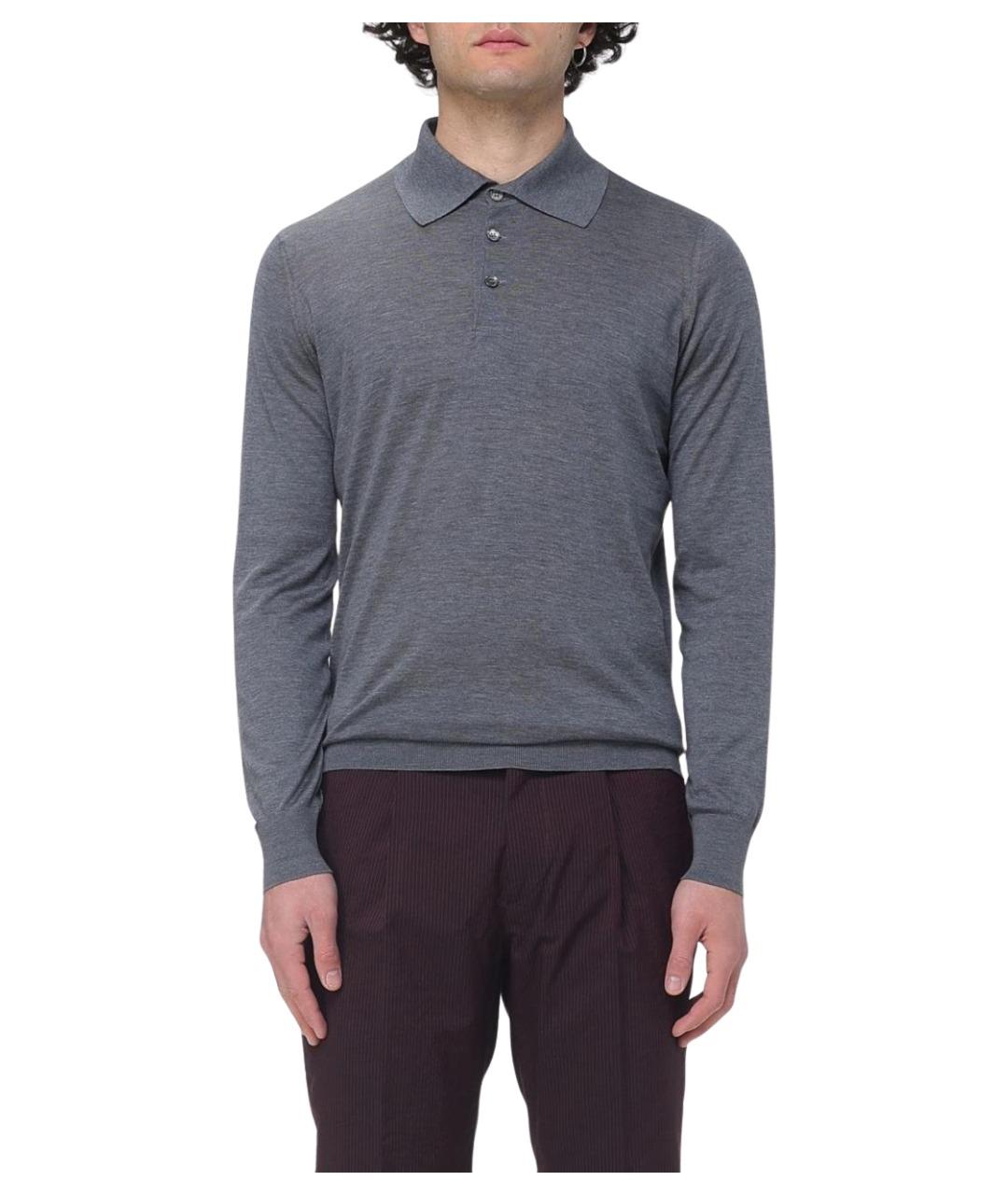 BRUNELLO CUCINELLI Серое поло с длинным рукавом, фото 1
