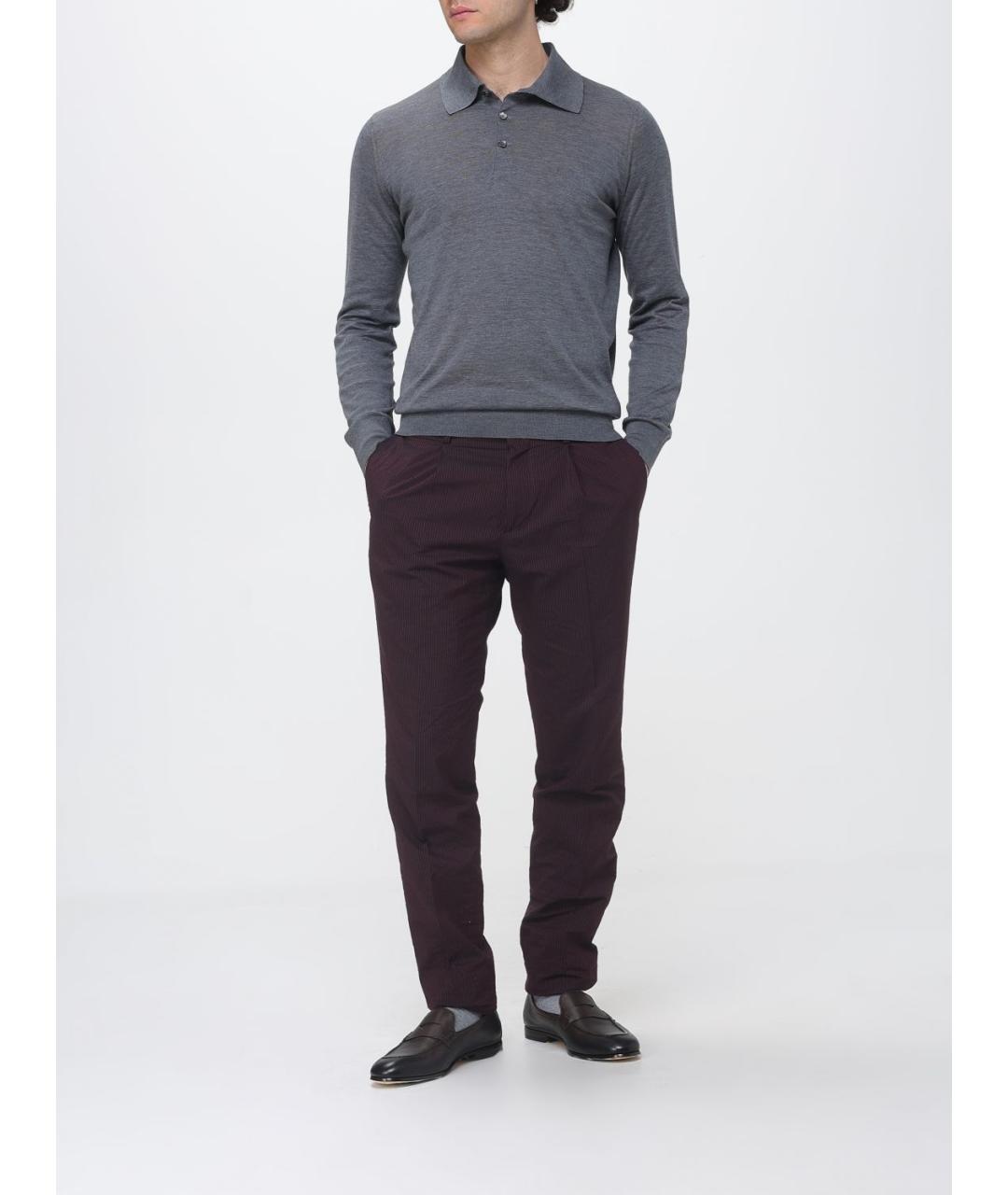 BRUNELLO CUCINELLI Серое поло с длинным рукавом, фото 2