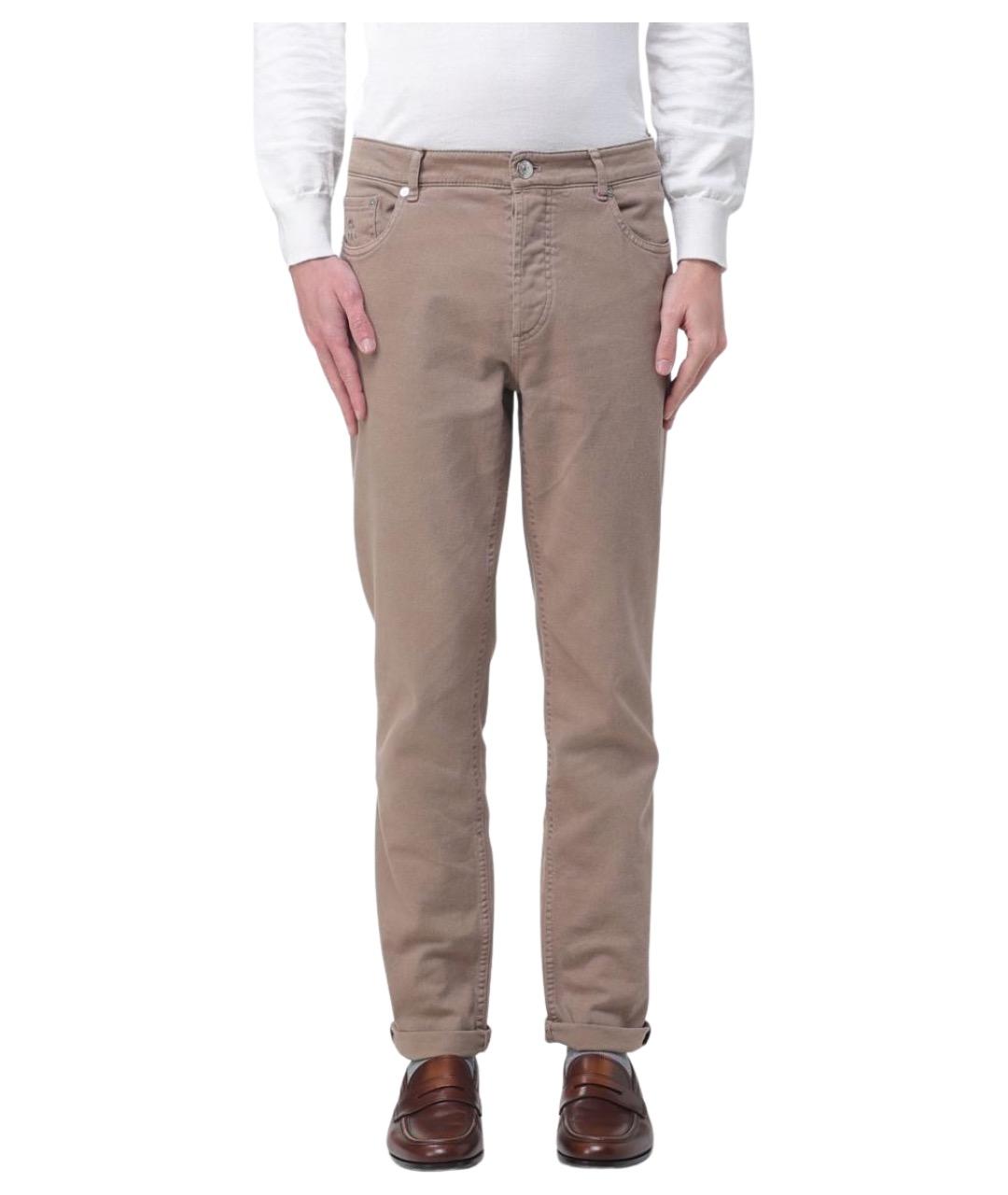 BRUNELLO CUCINELLI Бежевые прямые джинсы, фото 1