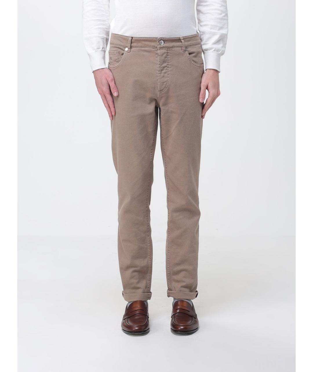 BRUNELLO CUCINELLI Бежевые прямые джинсы, фото 6