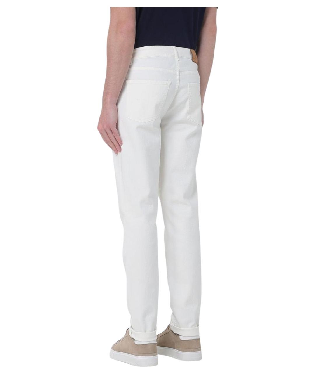 BRUNELLO CUCINELLI Белые хлопковые прямые джинсы, фото 3