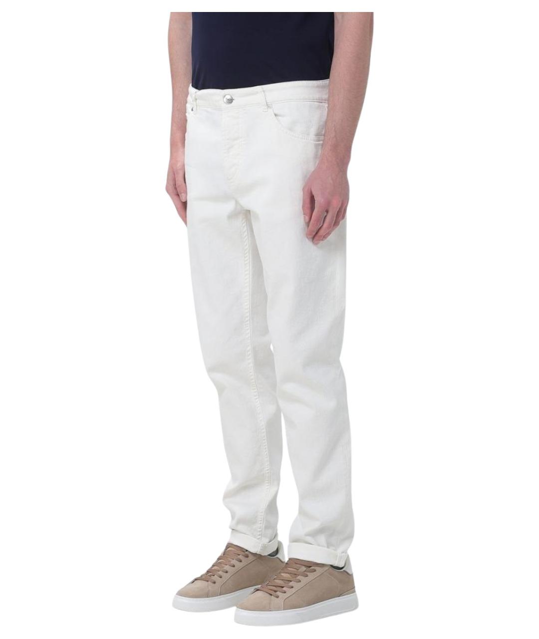 BRUNELLO CUCINELLI Белые хлопковые прямые джинсы, фото 4