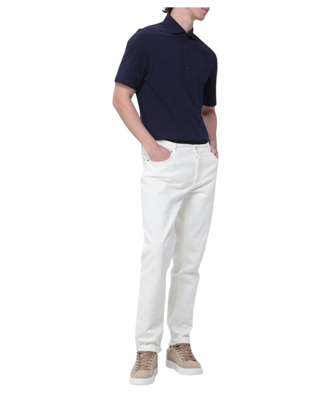 BRUNELLO CUCINELLI Белые хлопковые прямые джинсы, фото 2